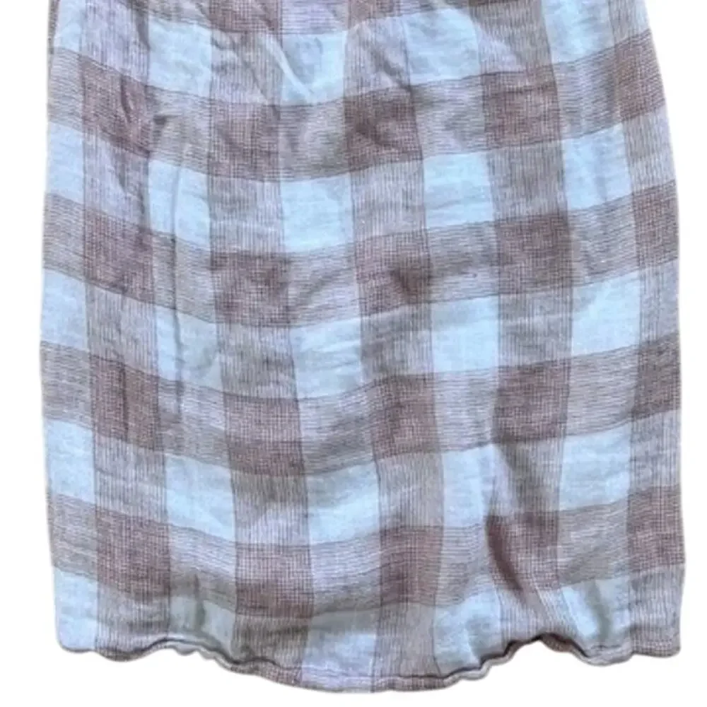 Heartloom Bently High Waist Checkered Midi Skirt Button Tie Coverup S Pink Cream